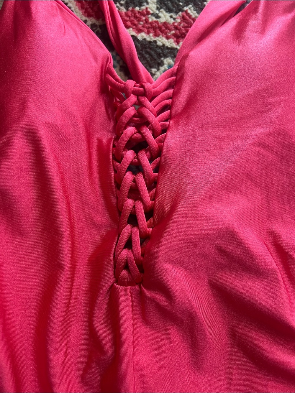 NWT Becca Coral One-Piece Swimsuit with Macramé Details - Picture 2 of 4